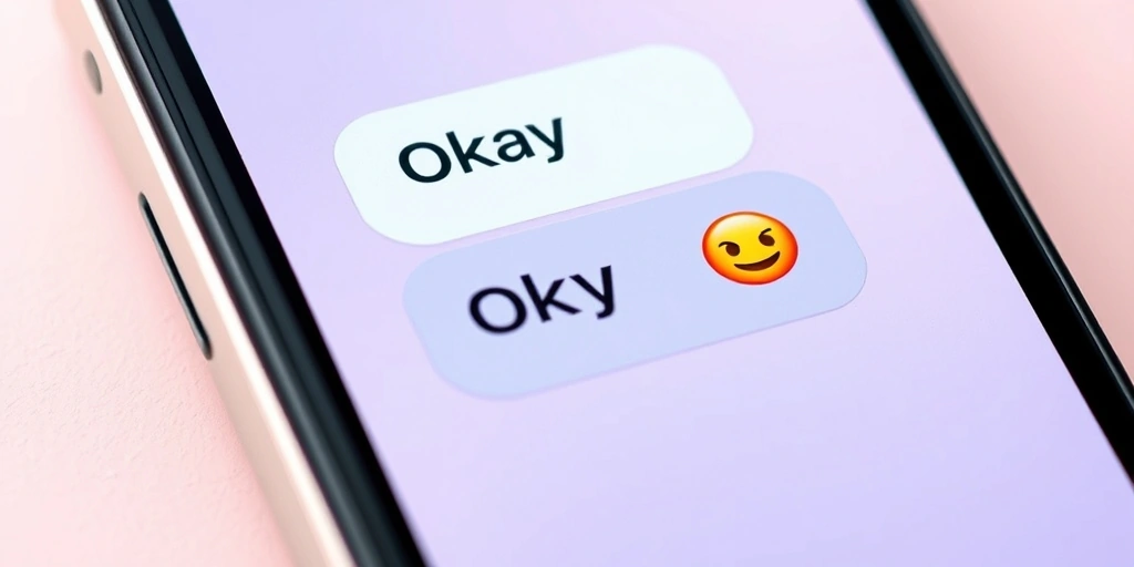 Three text messages showing how different emojis change the meaning of the word 'okay'