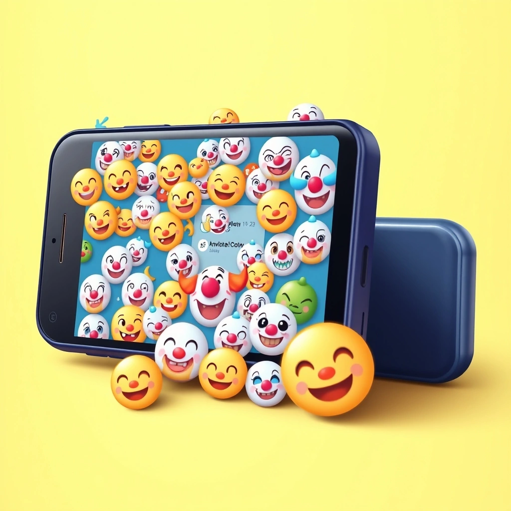 A phone screen showing viral social media comments using the clown and pleading face emojis.