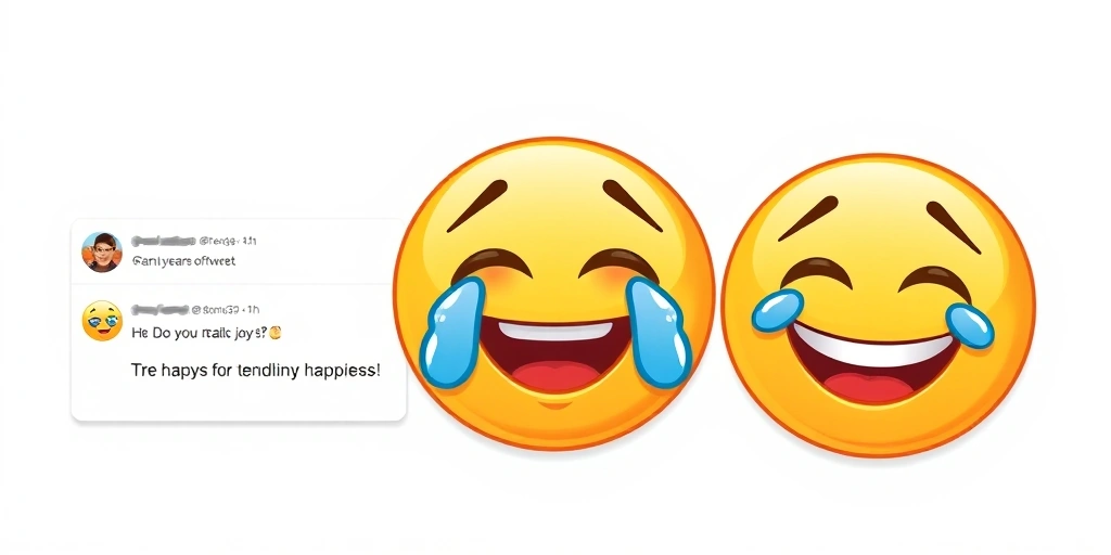 The laughing crying emoji used in three different contexts on social media platforms.