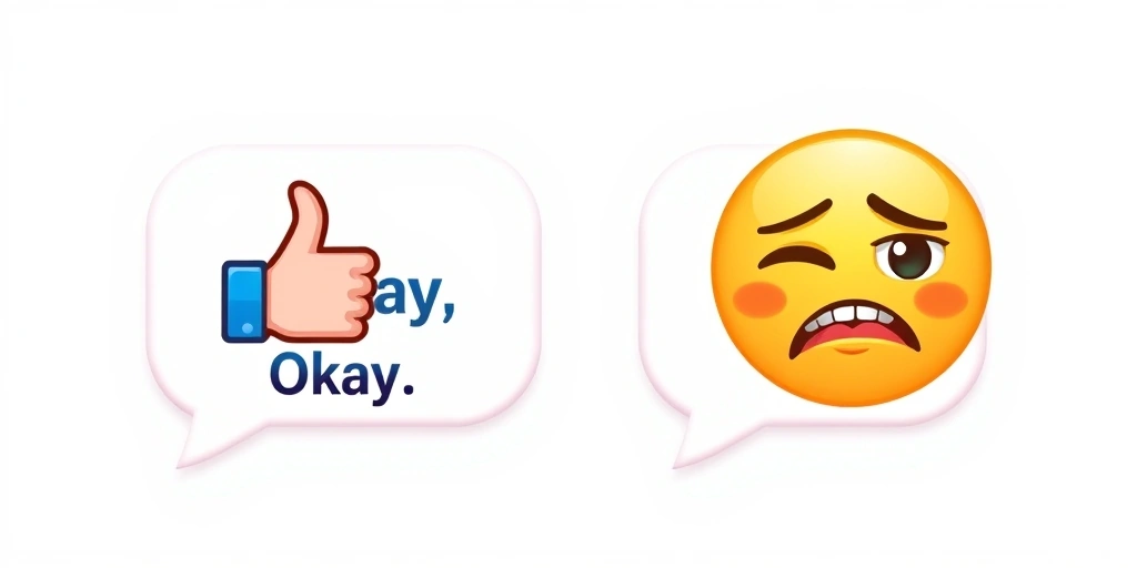 Side-by-side comparison showing how different emojis change the tone of the same word.