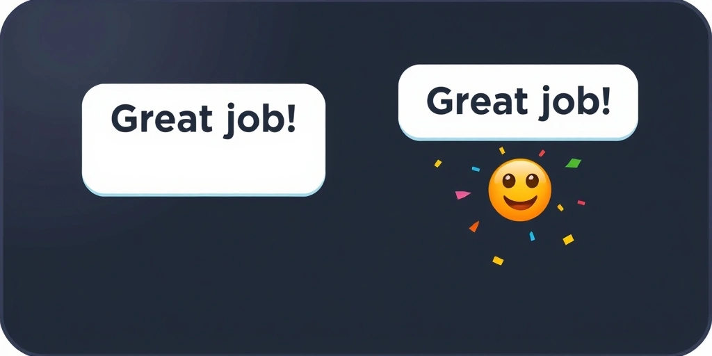 A comparison of two text messages, one with and one without an emoji, showing the difference in tone.