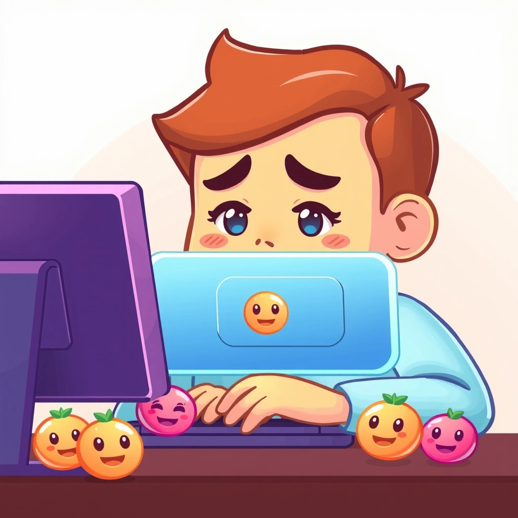 Team member checking a message with an emoji during a busy workday